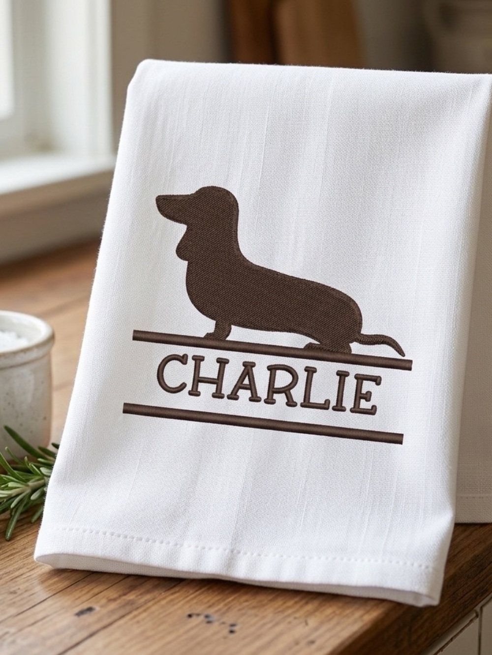 Personalized Dachshund Tea Towel - New Made to Order